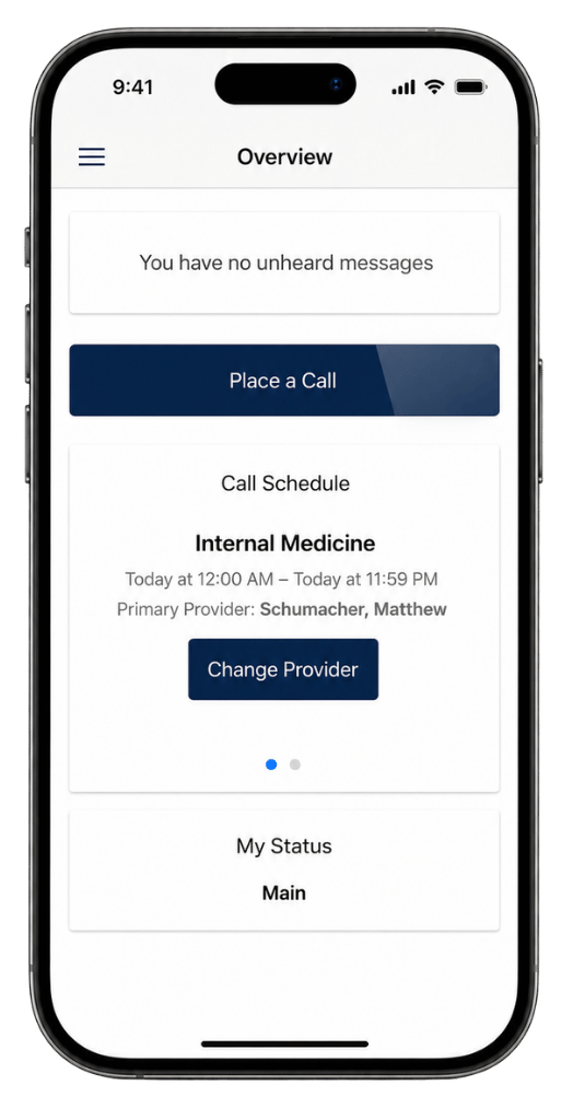 Aplicación de On Call Central para iPhone